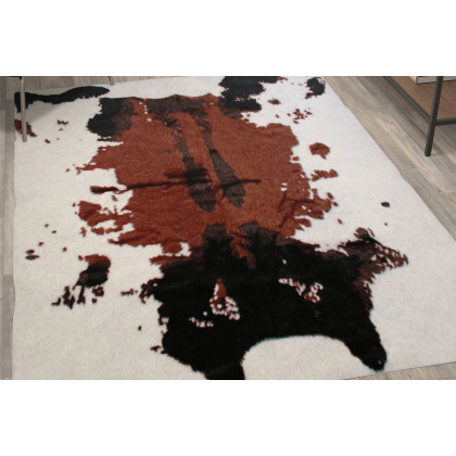 BLNK Barstow Collection Faux Cowhide Print Area Rug with Polyester Backing - Brown, 5'W x 7'L
