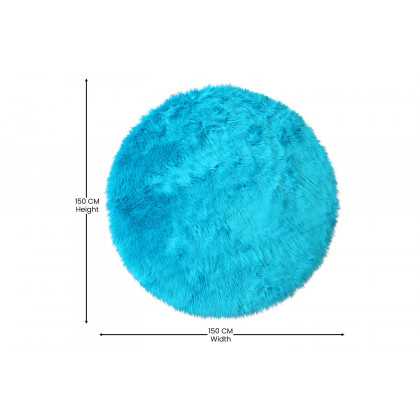 BLNK Chalet Collection Round Faux Fur Area Rug with Polyester Backing - Turquoise, 5'W x 5'L