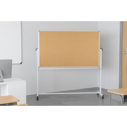 BLNK - HERCULES Series Reversible Mobile Cork Bulletin Board and White Board with Pen Tray
