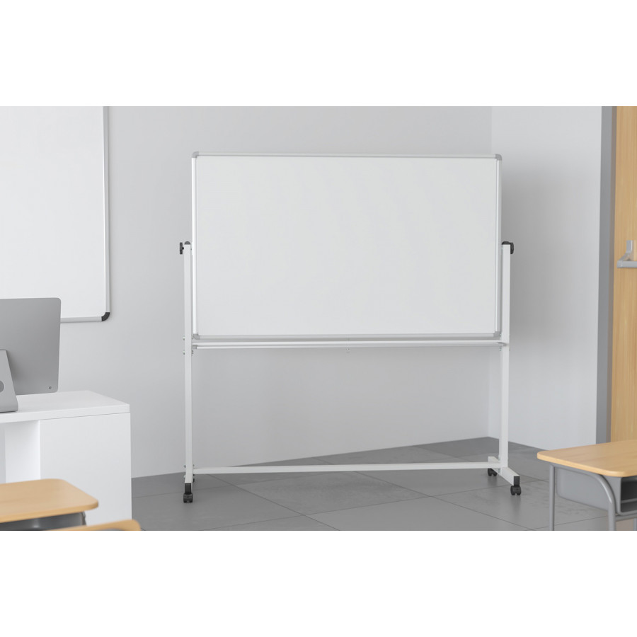 BLNK HERCULES Series Double-Sided Mobile White Board with Pen Tray - 45.25"W x 54.75"H