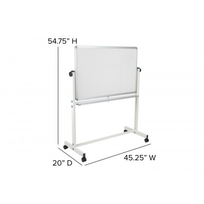 BLNK HERCULES Series Double-Sided Mobile White Board with Pen Tray - 45.25"W x 54.75"H