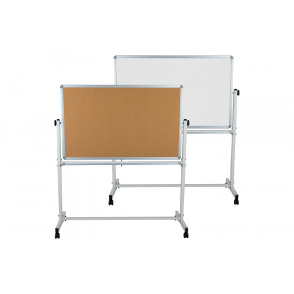 BLNK - HERCULES Series Reversible Mobile Cork Bulletin Board and White Board with Pen Tray