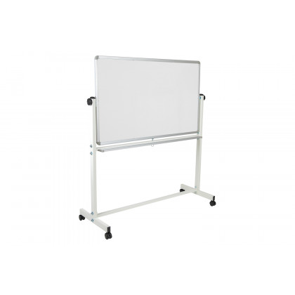 BLNK HERCULES Series Reversible Mobile Cork Bulletin Board and White Board with Pen Tray - 53"W x 59"H