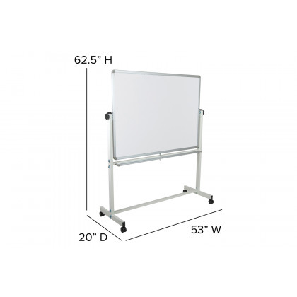 BLNK HERCULES Series Double-Sided Mobile White Board with Pen Tray - 53"W x 62.5"H