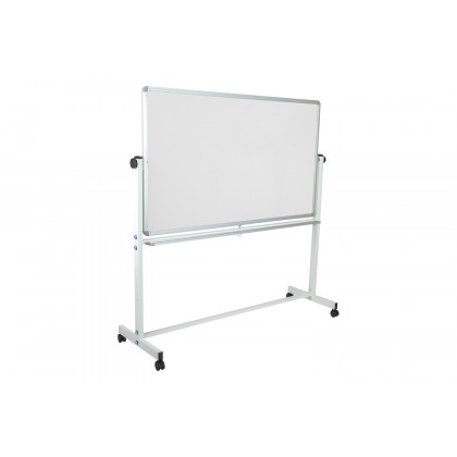 BLNK HERCULES Series Reversible Mobile Cork Bulletin Board and White Board with Pen Tray - 62.5"W x 62.25"H