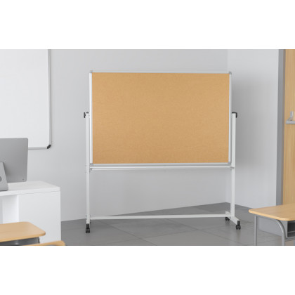BLNK - HERCULES Series Reversible Mobile Cork Bulletin Board and White Board with Pen Tray