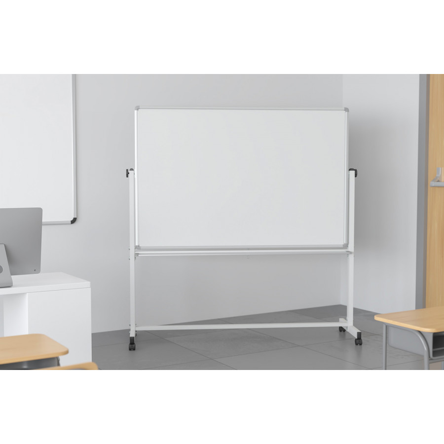 BLNK HERCULES Series Double-Sided Mobile White Board with Pen Tray - 64.25"W x 64.75"H