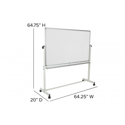 BLNK HERCULES Series Double-Sided Mobile White Board with Pen Tray - 64.25"W x 64.75"H