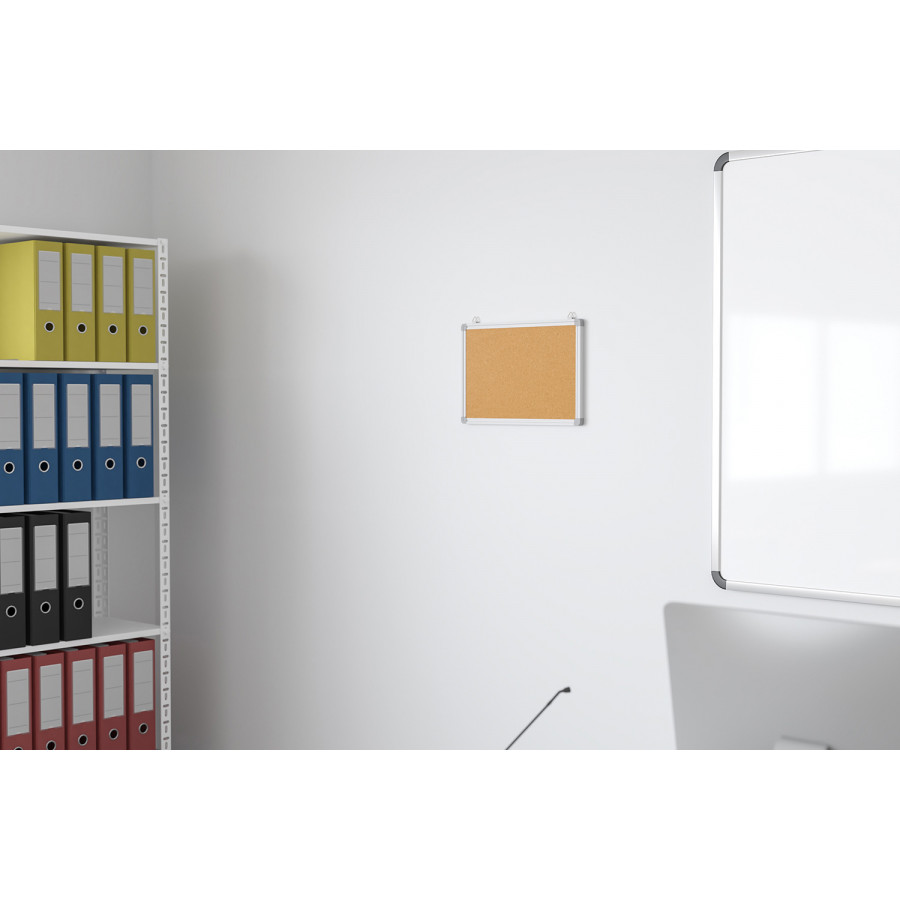 BLNK - HERCULES Series Personal Sized Natural Cork Board with Aluminum Frame