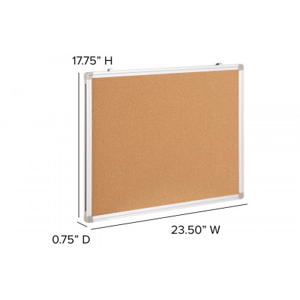 BLNK HERCULES Series Natural Cork Board with Aluminum Frame - 23.5"W x 17.75"H
