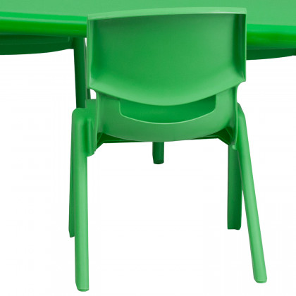 BLNK Emmy Rectangular Plastic Height Adjustable Activity Table Set - Green, 24"W x 48"L, with 6 Chairs