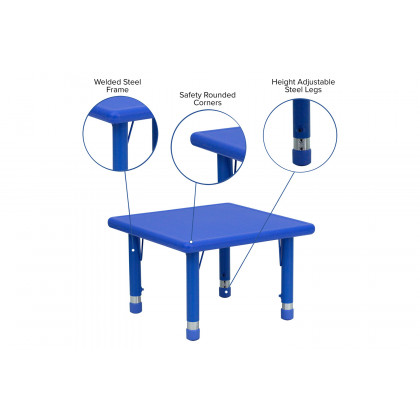 BLNK Wren Square Plastic Adjustable Activity Table - Blue