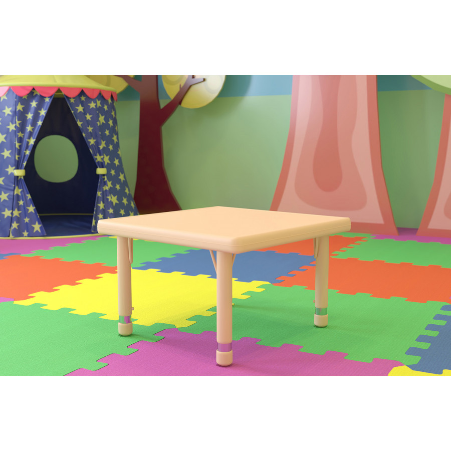 BLNK Wren Square Plastic Adjustable Activity Table - Natural