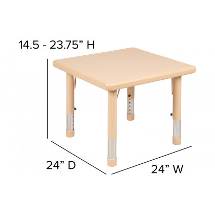 BLNK Wren Square Plastic Adjustable Activity Table - Natural