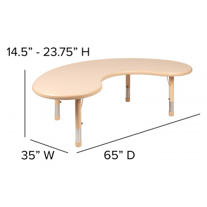 BLNK Wren Half-Moon Plastic Height Adjustable Activity Table - Natural