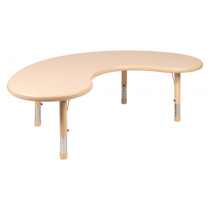 BLNK Emmy Half-Moon Plastic Height Adjustable Activity Table Set with 4 Chairs - Natural