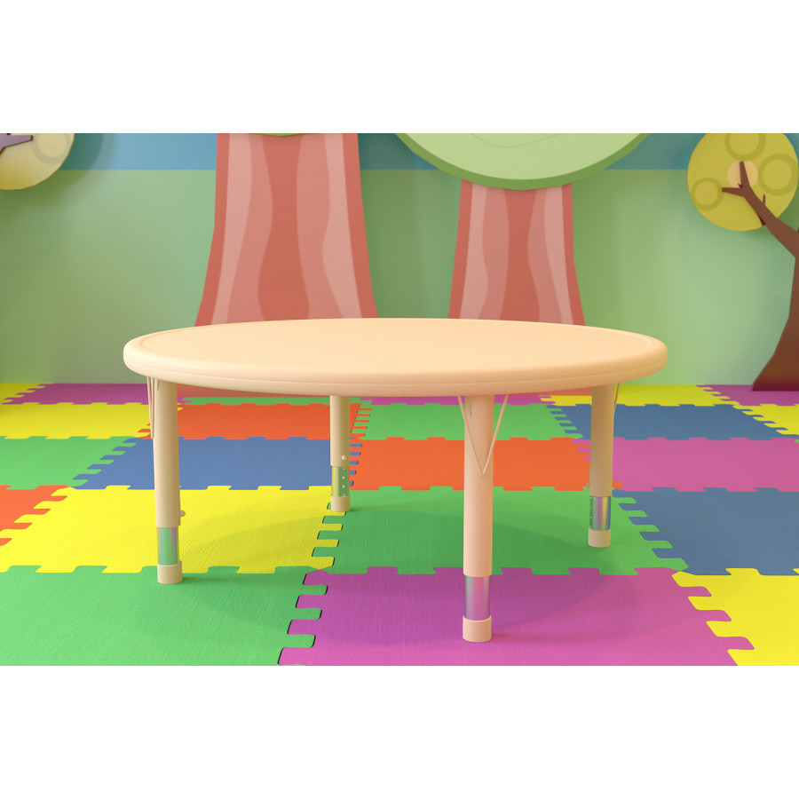 BLNK Wren Round Plastic Adjustable Activity Table - Natural, 45"D