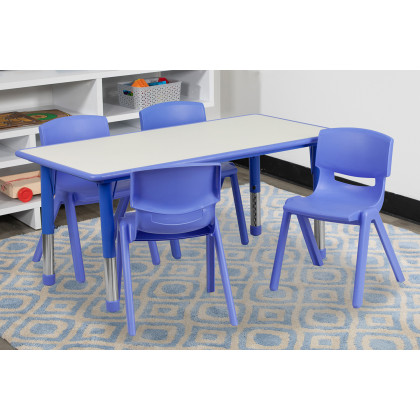BLNK - Emmy Rectangular Plastic Height Adjustable Activity Table Set