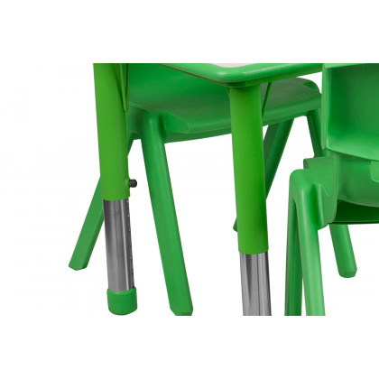BLNK Emmy Rectangular Plastic Height Adjustable Activity Table Set - Green, 23.625"W x 47.25"L, with 6 Chairs