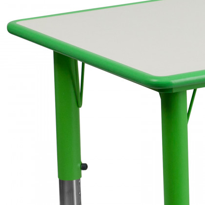 BLNK Wren Rectangular Plastic Height Adjustable Activity Table with Gray Top - Green, 23.625"W x 47.25"L