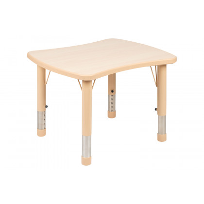 BLNK Emmy Rectangular Plastic Height Adjustable Activity Table Set - Natural, 21.875"W x 26.625"L, with 2 Chairs