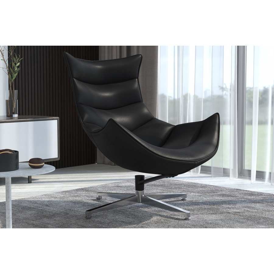 BLNK Pasithea LeatherSoft Swivel Cocoon Chair - Black