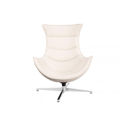 BLNK Pasithea LeatherSoft Swivel Cocoon Chair - Creamy White