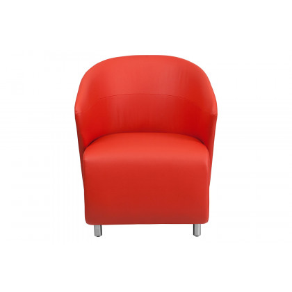 BLNK Pasithea LeatherSoft Curved Barrel Back Lounge Chair - Red