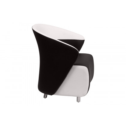 BLNK Pasithea LeatherSoft Curved Barrel Back Lounge Chair - Black/Melrose White