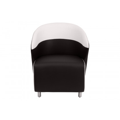 BLNK Pasithea LeatherSoft Curved Barrel Back Lounge Chair - Black/Melrose White