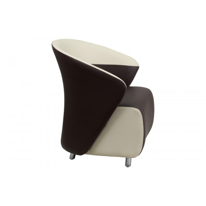 BLNK Pasithea LeatherSoft Curved Barrel Back Lounge Chair - Dark Brown/Beige