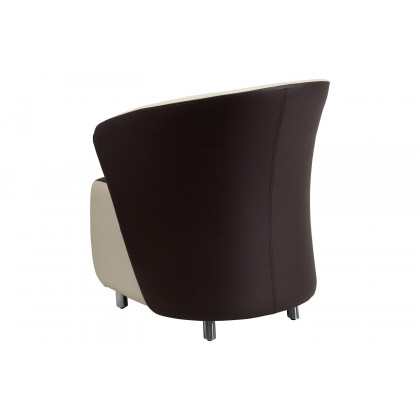 BLNK Pasithea LeatherSoft Curved Barrel Back Lounge Chair - Dark Brown/Beige