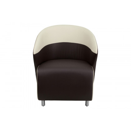 BLNK Pasithea LeatherSoft Curved Barrel Back Lounge Chair - Dark Brown/Beige