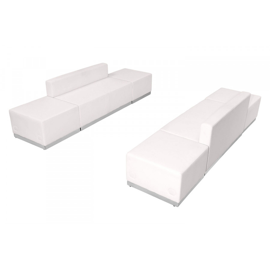 BLNK HERCULES Alon Series Set 8 LeatherSoft Reception Configuration 6 Pieces - Melrose White