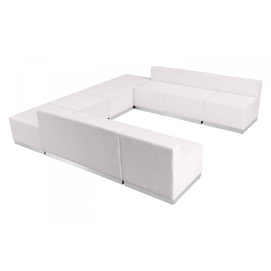 BLNK HERCULES Alon Series Set 4 LeatherSoft Reception Configuration 8 Pieces - Melrose White