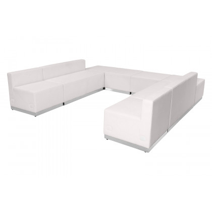 BLNK HERCULES Alon Series Set 4 LeatherSoft Reception Configuration 8 Pieces - Melrose White