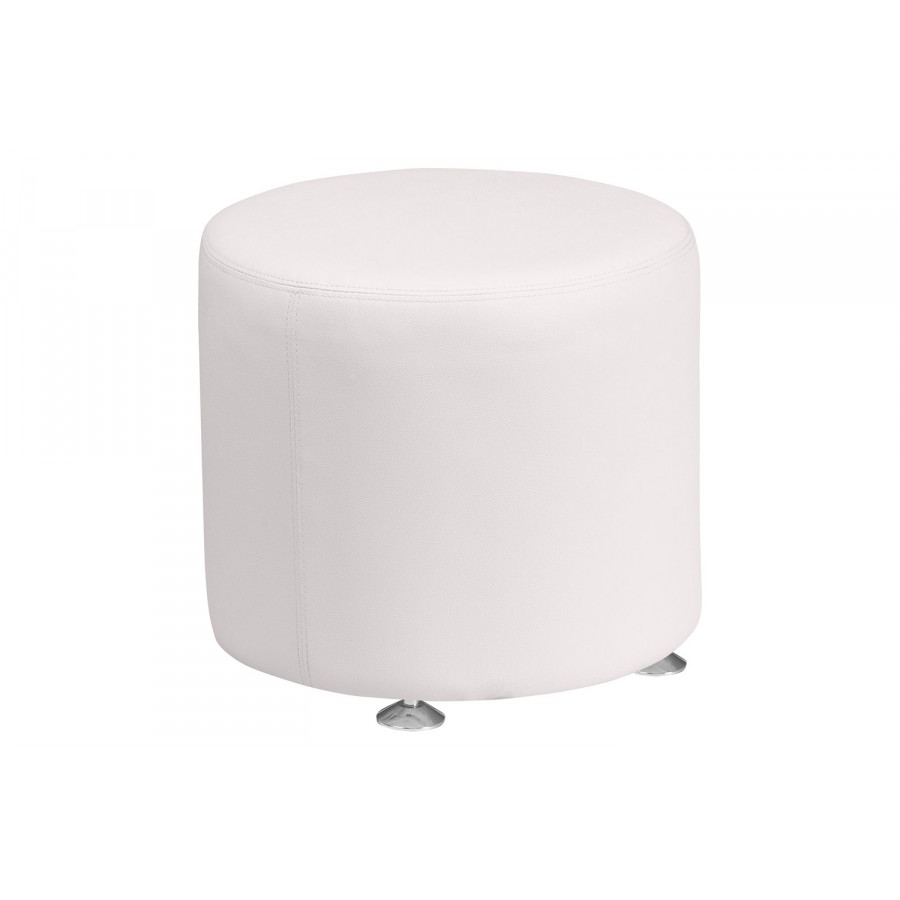 BLNK HERCULES Alon Series Round LeatherSoft Ottoman - Melrose White, 18"D