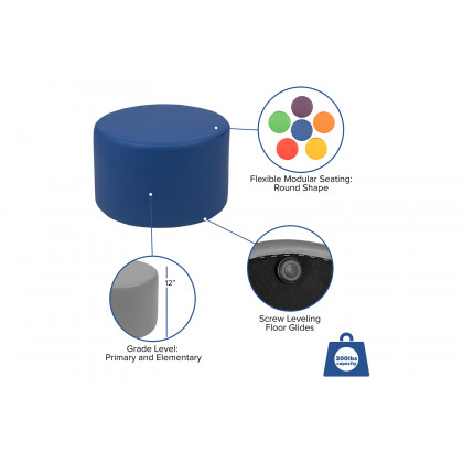 BLNK Nicholas Circle Flexible Soft Seating - Blue, 12"H Seat