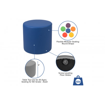 BLNK Nicholas Circle Flexible Soft Seating - Blue, 18"H Seat