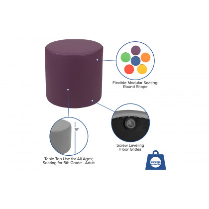 BLNK Nicholas Circle Flexible Soft Seating - Purple, 18"H Seat