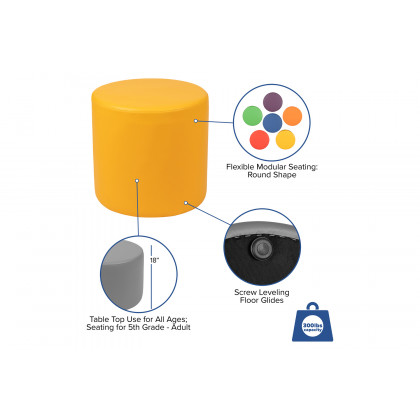 BLNK Nicholas Circle Flexible Soft Seating - Yellow, 18"H Seat