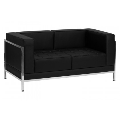 BLNK HERCULES Imagination Series LeatherSoft Contemporary Loveseat with Encasing Frame - Black