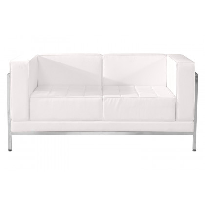 BLNK HERCULES Imagination Series LeatherSoft Contemporary Loveseat with Encasing Frame - Melrose White