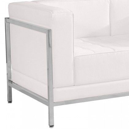 BLNK HERCULES Imagination Series LeatherSoft Contemporary Loveseat with Encasing Frame - Melrose White