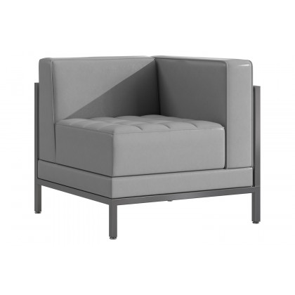 BLNK HERCULES Imagination Series LeatherSoft Contemporary Right Corner Chair with Encasing Frame - Gray