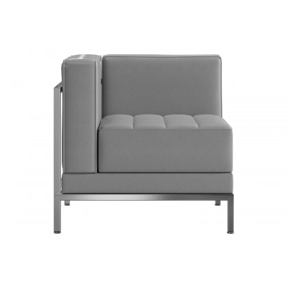 BLNK HERCULES Imagination Series LeatherSoft Contemporary Right Corner Chair with Encasing Frame - Gray