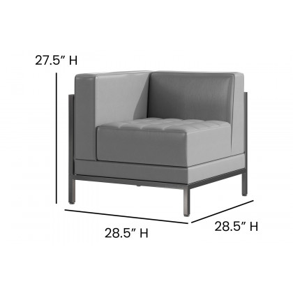 BLNK HERCULES Imagination Series LeatherSoft Contemporary Right Corner Chair with Encasing Frame - Gray