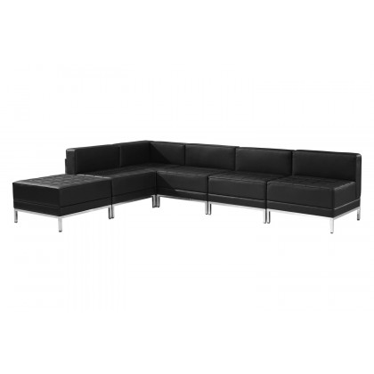 BLNK HERCULES Imagination Series Set 10 LeatherSoft Sectional Configuration 6 Pieces - Black
