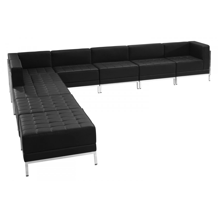 BLNK HERCULES Imagination Series Set 11 LeatherSoft Sectional Configuration 9 Pieces - Black