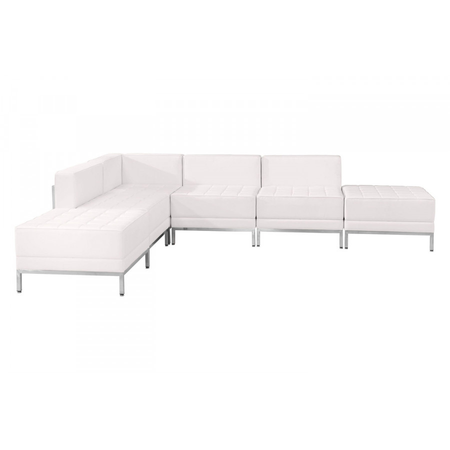 BLNK HERCULES Imagination Series Set 8 LeatherSoft Sectional Configuration 6 Pieces - Melrose White